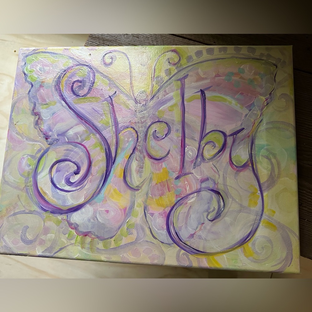 Canvas painting “Shelby” with butterfly